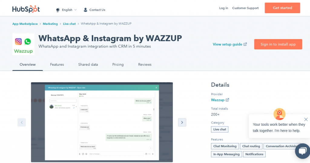 wazzup integración con hubspot